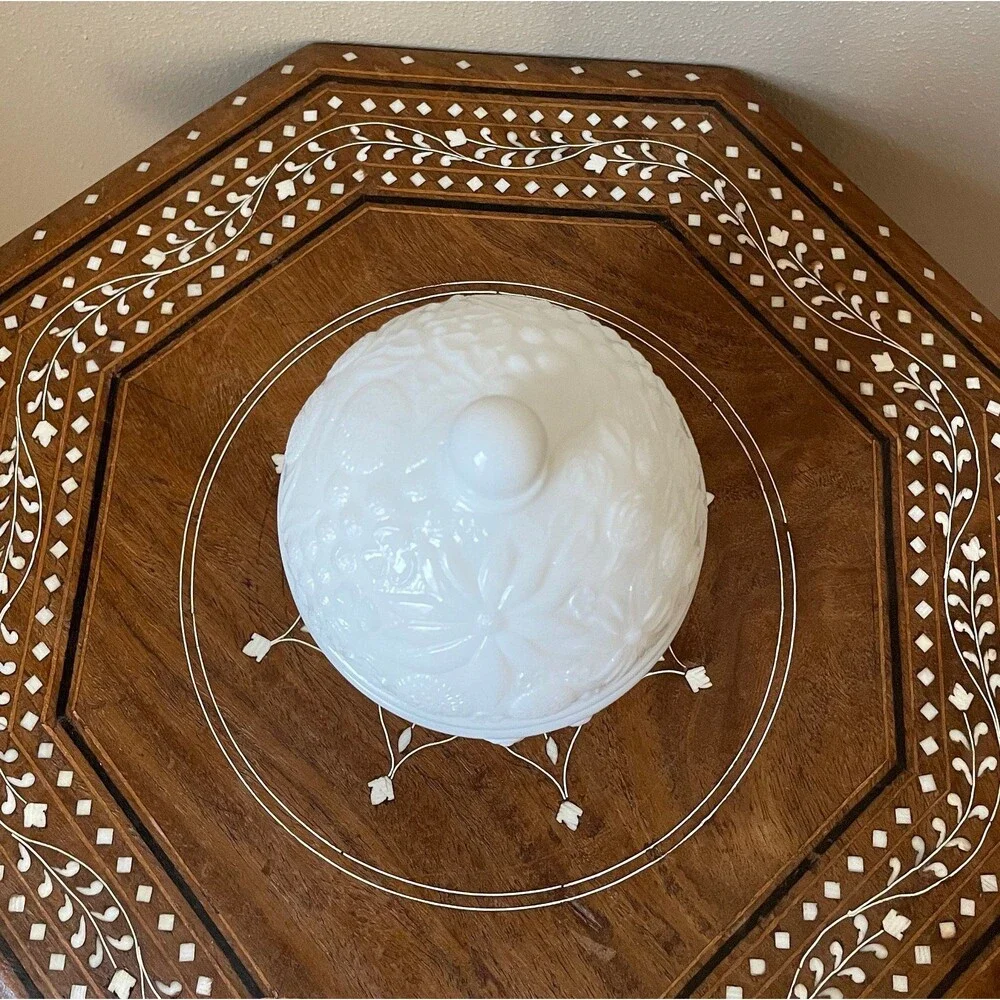 Vintage AVON Milk Glass Egg Shaped Covered Candy Dish